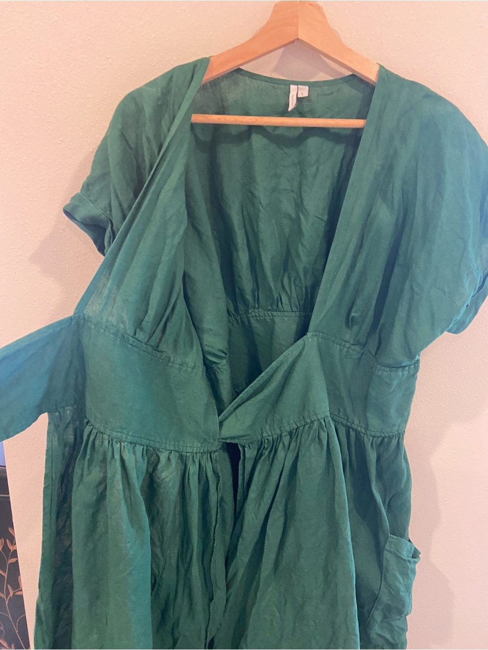 Seaside Tones Linen Kimono Dress Green - Picture 8 of 11